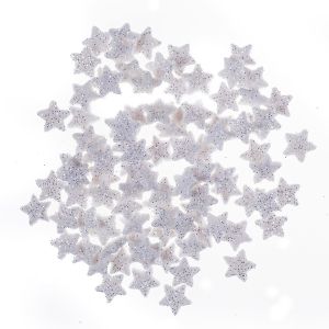 Gwiazdki dpCraft Białe z brokatem 1cm, 96szt