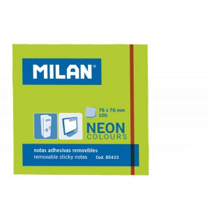 Karteczki samoprzylepne Milan Neon zielone 76x76mm, 100szt