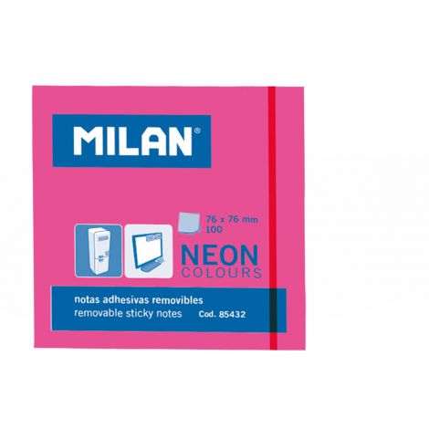Karteczki samoprzylepne Milan Neon różowe 76x76mm, 100szt