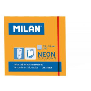 Karteczki samoprzylepne Milan Neon pomarańczowe 76x76mm, 100szt
