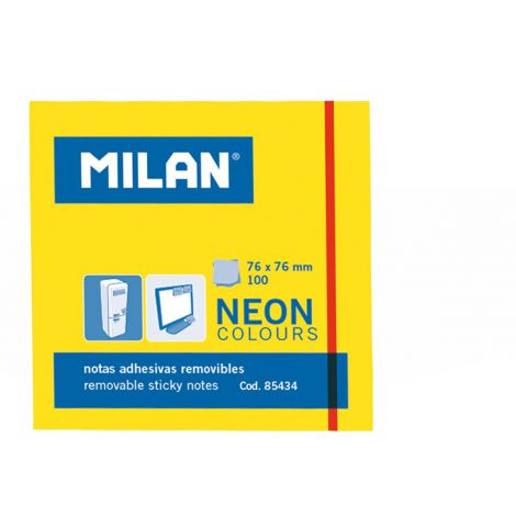 Karteczki samoprzylepne Milan Neon żółte 76x76mm, 100szt