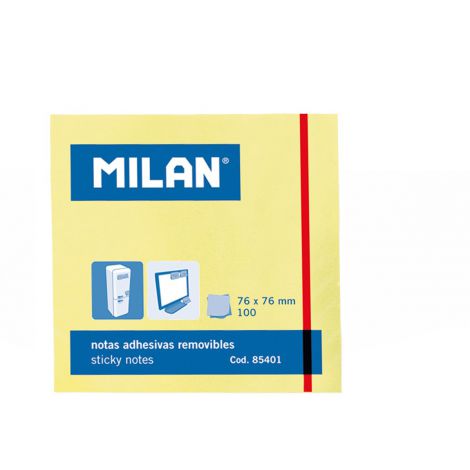 Karteczki samoprzylepne Milan żółte 76x76mm, 100szt