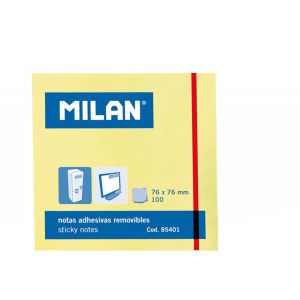 Karteczki samoprzylepne Milan żółte 76x76mm, 100szt