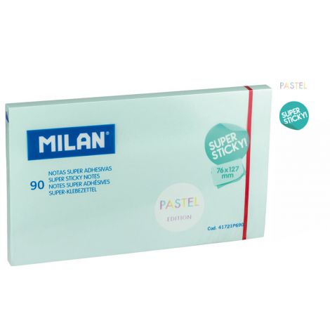 Karteczki samoprzylepne Milan Super Sticky Pastel niebieskie 127x76mm, 90szt