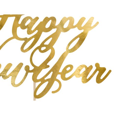 Topper na tort Happy New Year, złoty, 24 cm - 2
