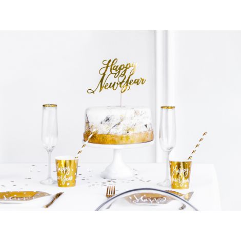 Topper na tort Happy New Year, złoty, 24 cm - 6