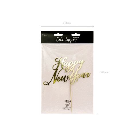 Topper na tort Happy New Year, złoty, 24 cm - 4