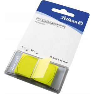 Zakładki indeksujące na podajniku Pelikan 25x45mm, 50szt żółte transparentne