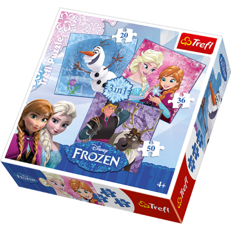 Puzzle Trefl 3w1 Frozen: Bohaterowie Krainy Lodu