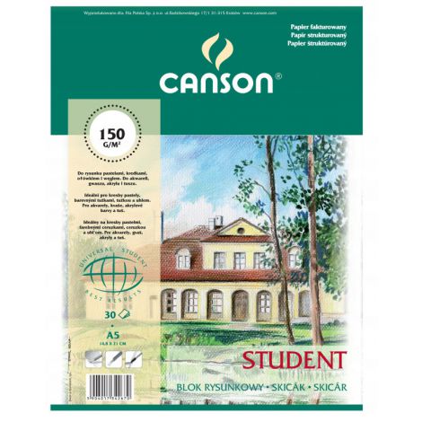 Blok rysunkowy Canson Student A5/30/150g