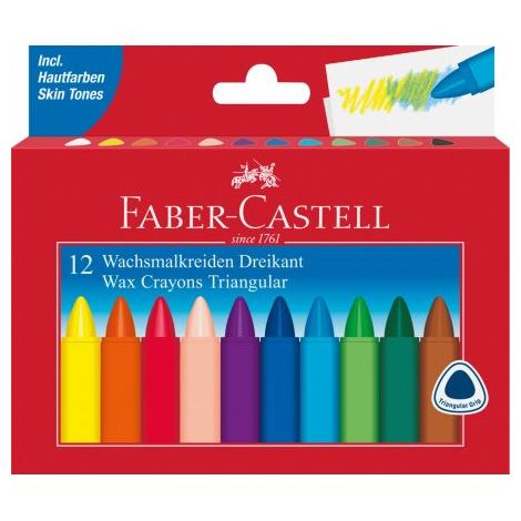 Kredki woskowe Faber-Castell trójkątne, 12 kolorów