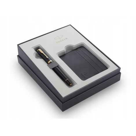 Zestaw Parker Urban Muted Black GT, Pióro wieczne + Etui na karty