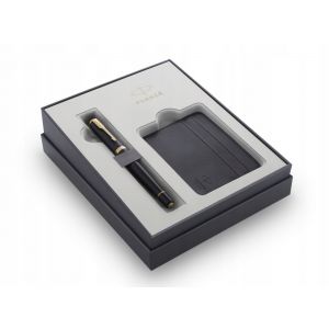 Zestaw Parker Urban Muted Black GT, Pióro wieczne + Etui na karty