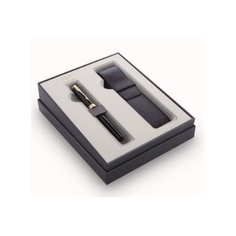 Zestaw Parker Sonnet Black GT, Pióro wieczne + Etui na długopisy
