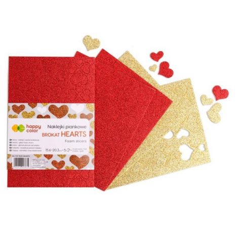 Naklejki z mikrogumy Happy Color Serca w arkuszu, 5szt