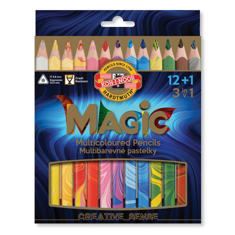 Kredki Jumbo Koh-i-Noor Magic Trio, 12 + 1 kolorów