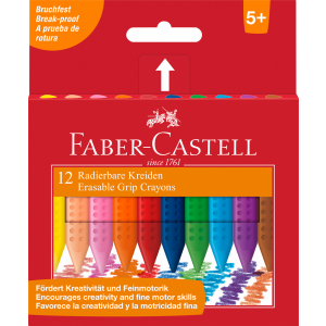 Kredki woskowe Faber-Castell Grip trójkątne, 12 kolorów
