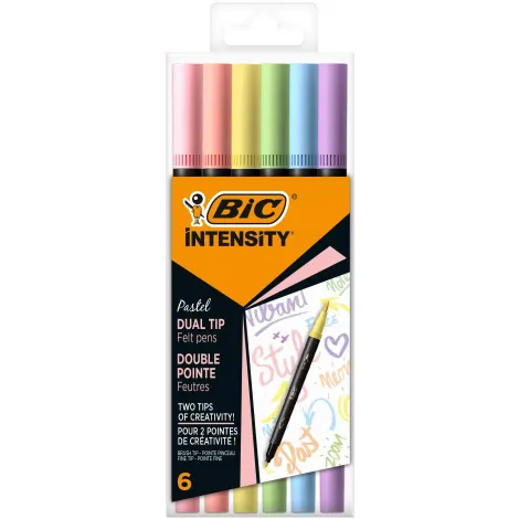 Pisaki dwustronne Bic Intensity Dual Tip Pastel, 6 kolorów