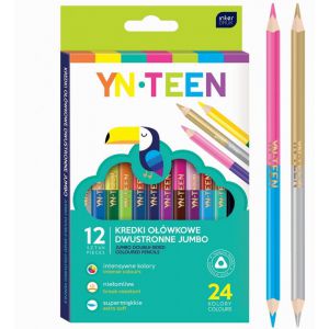 Kredki ołówkowe Interdruk YN-Teen Jumbo dwustronne, 12/24 kolory