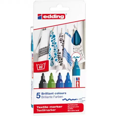 Markery do tkanin 5szt 2-3mm kolory zimne Edding