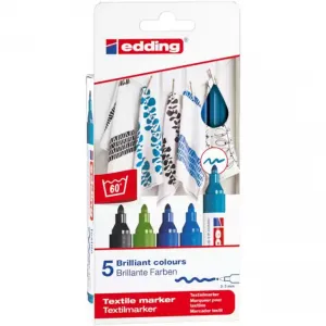 Markery do tkanin 5szt 2-3mm kolory zimne Edding