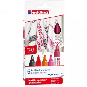 Markery do tkanin 5szt 2-3mm kolory ciepłe Edding