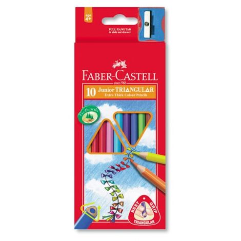 Kredki ołówkowe Faber-Castell Jumbo trójkątne, 10 kolorów