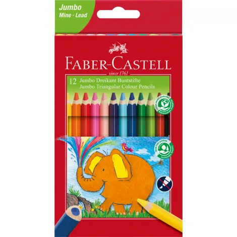 Kredki ołówkowe Faber-Castell Jumbo trójkątne, 12 kolorów