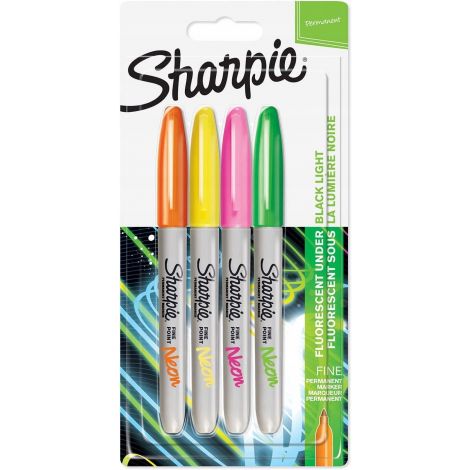 Markery permanentne Sharpie Fine, 4 kolory Neon