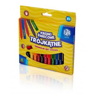 Kredki świecowe Astra trójkątne, 12 kolorów