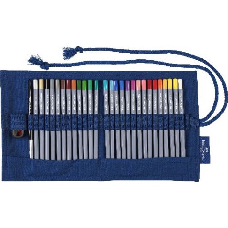 Kredki akwarelowe Faber-Castell Goldfaber, 27 kolorów + temperówka + ołówek, w piórniku rolowanym - 2