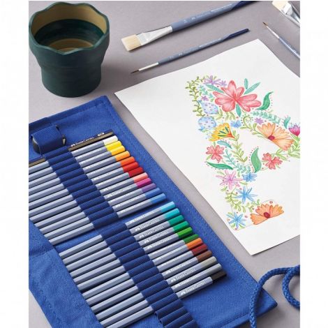 Kredki akwarelowe Faber-Castell Goldfaber, 27 kolorów + temperówka + ołówek, w piórniku rolowanym - 4