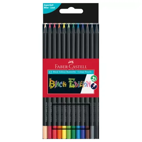 Kredki ołówkowe Faber-Castell Black Edition trójkątne, 12kol