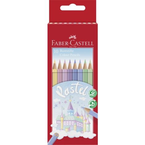 Kredki ołówkowe Faber-Castell Zamek sześciokątne Pastel, 12 kolorów