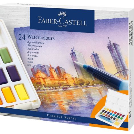 Farby akwarelowe Faber-Castell Creative Studio w kostkach, 24 kolory