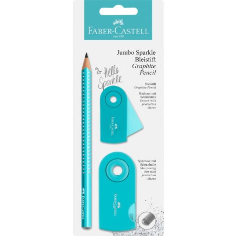 Zestaw szkolny Faber-Castell Sparkle Pearl Jumbo, Turkusowy