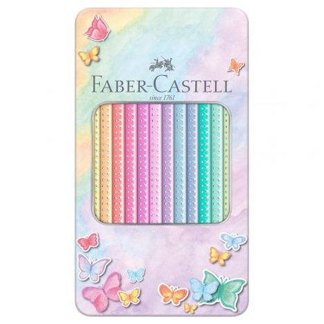 Kredki ołówkowe Faber-Castell Sparkle Pastel, 12 kolorów, opakowanie metalowe