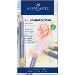 Kredki akwarelowe Faber-Castell Goldfaber, 12 kolorów, opakowanie metalowe