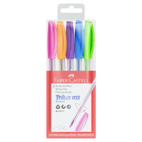 Długopisy Faber-Castell Trilux, 5 kolorów