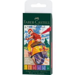 Zestaw pisaków pędzelkowych Faber-Castrell Pitt Artist Pen Colour Wheel, 6 kolorów