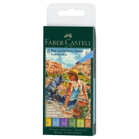 Zestaw pisaków pędzelkowych Faber-Castrell Pitt Artist Pen Summer Vibes, 6 kolorów