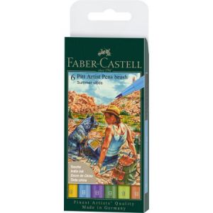 Zestaw pisaków pędzelkowych Faber-Castrell Pitt Artist Pen Summer Vibes, 6 kolorów