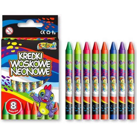 Kredki woskowe Penmate Kolori Dino Neon, 8 kolorów