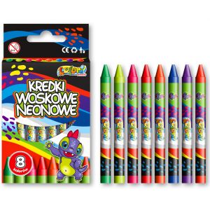 Kredki woskowe Penmate Kolori Dino Neon, 8 kolorów