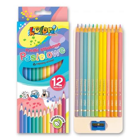 Kredki ołówkowe Penmate Kolori Pastel trójkątne, 12 kolorów
