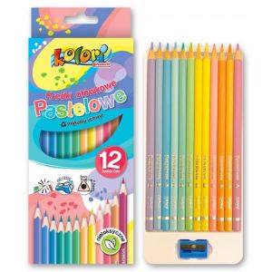 Kredki ołówkowe Penmate Kolori Pastel trójkątne, 12 kolorów