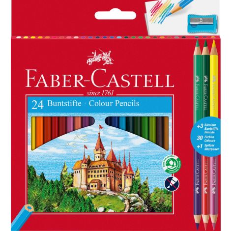 Kredki ołówkowe Faber-Castell Zamek sześciokątne, 27 kolorów
