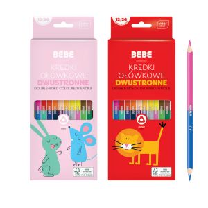 Kredki ołówkowe Interdruk Bebe Kids dwustronne, 12/24 kolory