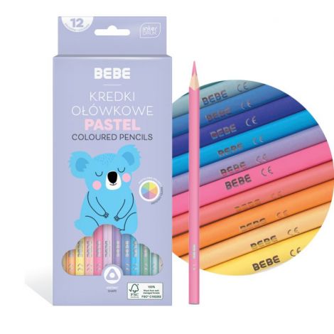Kredki ołówkowe Interdruk Bebe Pastel trójkątne, 12 kolorów - 2