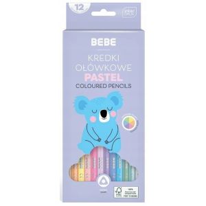 Kredki ołówkowe Interdruk Bebe Pastel trójkątne, 12 kolorów
